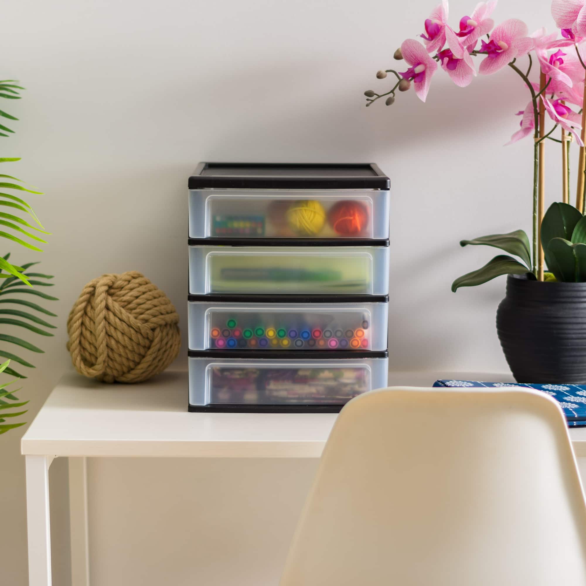 IRIS Black 4-Drawer Desktop Storage Unit